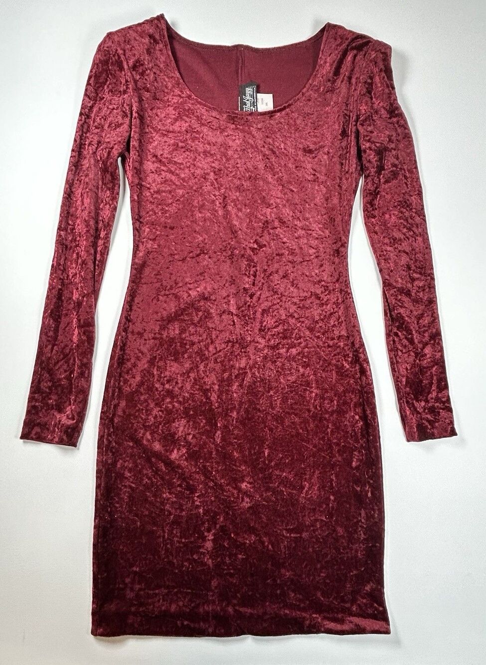 Vintage All That Jazz Crushed Velvet Bodycon Mini Dress 80s 90s Size S Burgundy - Picture 4 of 12